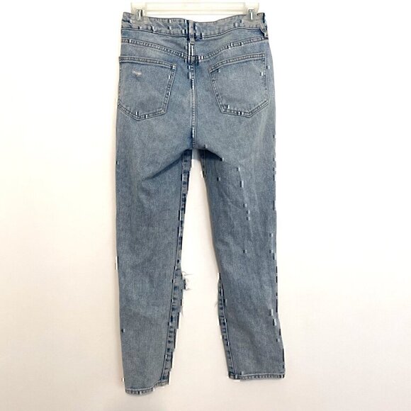 PACSUN Mom Jeans Light Wash Distressed Ripped High Waisted Cropped Crop Ankle 24 - Picture 10 of 13